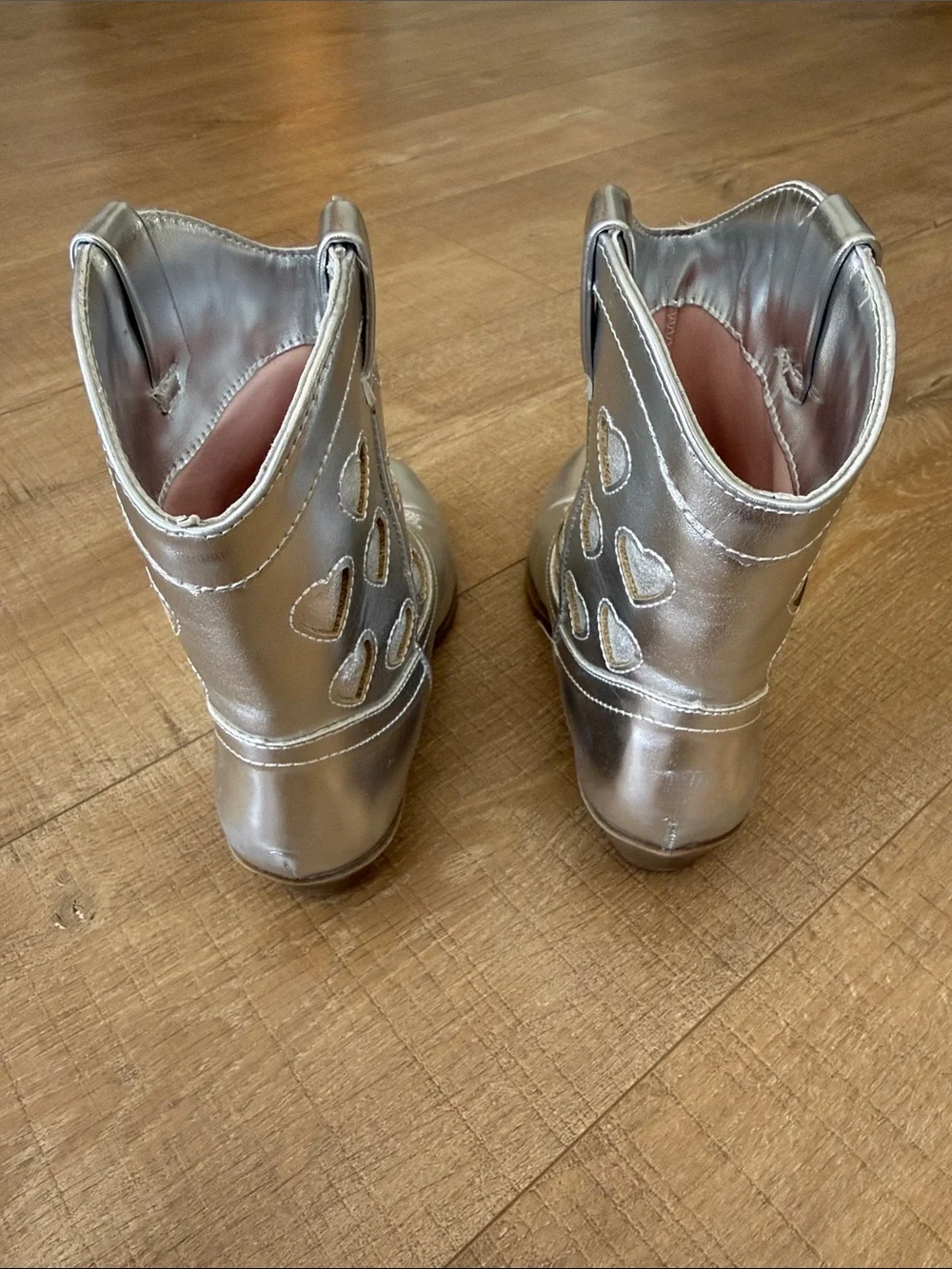Tucker + Tate Silver Heart Cowgirl Boots - Metallic Western Style